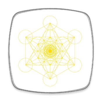 Cube et Lotus de Vie de Métatron - Or - Fort ! - Magnet carré - blanc - Devant