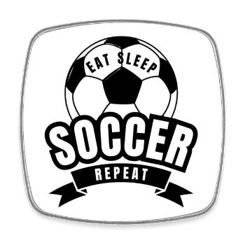 EAT SLEEP SOCCER REPEAT  - Square fridge magnet - white - Front