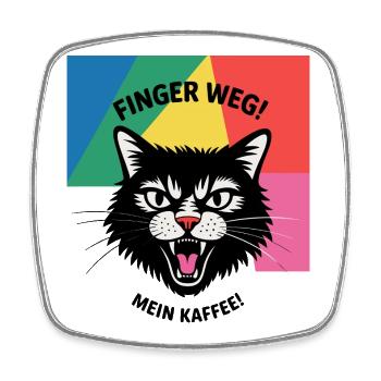 Katzen Kaffee Fun - Viereckiger Kühlschrankmagnet - Weiß - Vorne