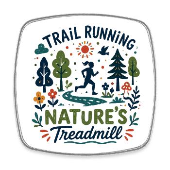 Trailrunning Natur's Laufband Floral - Viereckiger Kühlschrankmagnet - Weiß - Vorne