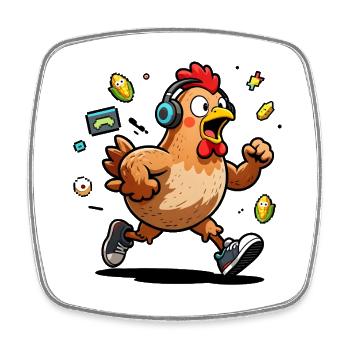 Free-range player rooster chicken - Square fridge magnet - white - Front