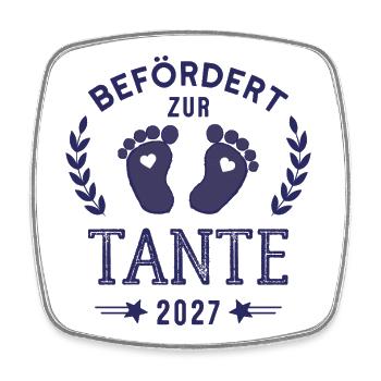 Befördert zur Tante 2027 Coole Tante - Viereckiger Kühlschrankmagnet - Weiß - Vorne
