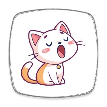 Chat chanteur kawaii pastel - Magnet carré - blanc - Devant