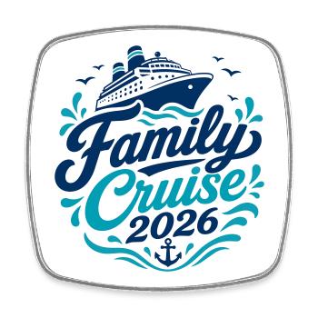 Family Cruise 2026 Motif - Square fridge magnet - white - Front