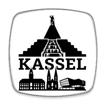 Kassel Wahrzeichen Silhouette - Viereckiger Kühlschrankmagnet - Weiß - Vorne