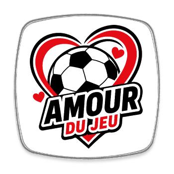 Amour du Jeu - Football Cœur Passion - Magnet carré - blanc - Devant