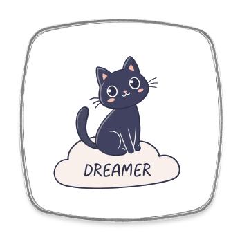 Rêveur chat sur nuage - Magnet carré - blanc - Devant