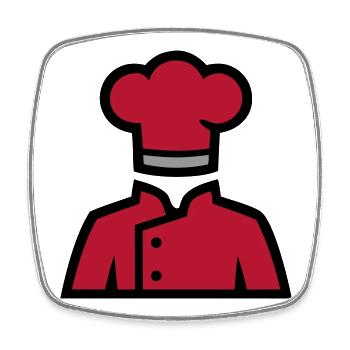 Kochjacke Kochmütze Küchenchef Restaurant Logo - Viereckiger Kühlschrankmagnet - Weiß - Vorne