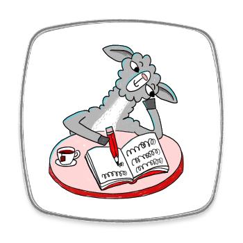 Lama writes diary - Square fridge magnet - white - Front