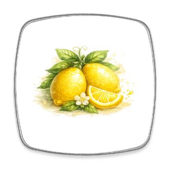 Citrus Watercolor Lemon Still Life - Square fridge magnet - white - Front