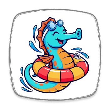 Funny seahorse - Square fridge magnet - white - Front