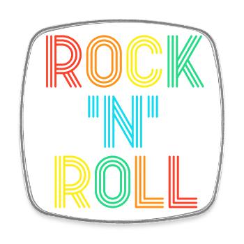 Rock'N'Roll Multicolored Retro Neon Text - Square fridge magnet - white - Front