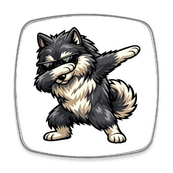 Dabbing Wolfspitz - Square fridge magnet - white - Front