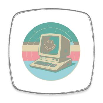 Retro PC Pastel Smile - Viereckiger Kühlschrankmagnet - Weiß - Vorne