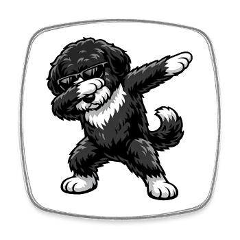 Dabbing Portugiesischer Wasserhund - Viereckiger Kühlschrankmagnet - Weiß - Vorne
