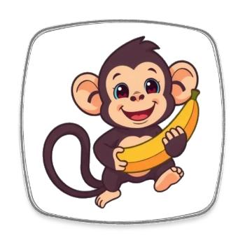 Niedlicher lustiger Affe mit Banane Geschenk - Viereckiger Kühlschrankmagnet - Weiß - Vorne