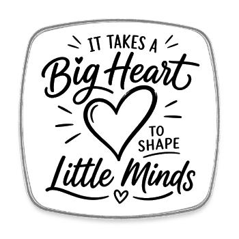 Big Heart Little Minds - Lehrer Erzieherin Liebe - Viereckiger Kühlschrankmagnet - Weiß - Vorne