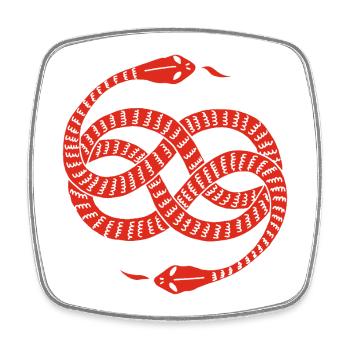Serpents rouges infinis - Magnet carré - blanc - Devant