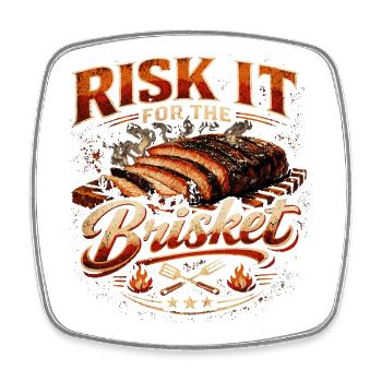 Riskiere es für das Brisket-Barbecue | Humor Grill - Viereckiger Kühlschrankmagnet - Weiß - Vorne