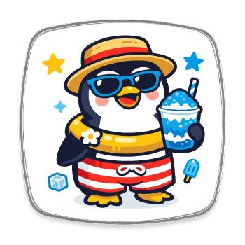 Strandpinguin mit Sonnenbrille - Viereckiger Kühlschrankmagnet - Weiß - Vorne