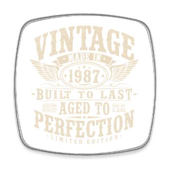 Vintage 1987 Jahrgang Geburtstag Geschenk Retro - Viereckiger Kühlschrankmagnet - Weiß - Vorne