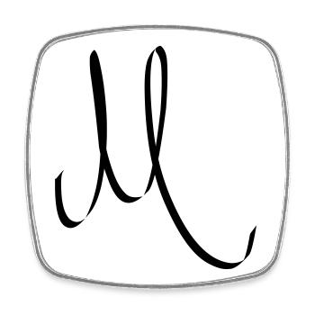 Buchstabe M - Viereckiger Kühlschrankmagnet - Weiß - Vorne