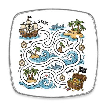 Treasure Route Pirate Island Map - Square fridge magnet - white - Front
