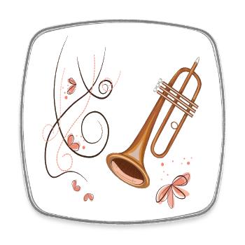 Posaune Musikinstrument - Viereckiger Kühlschrankmagnet - Weiß - Vorne