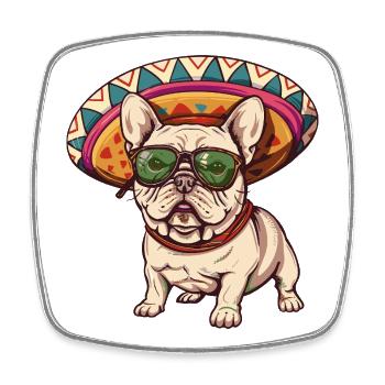 Sombrero de chien Buldog français - Magnet carré - blanc - Devant