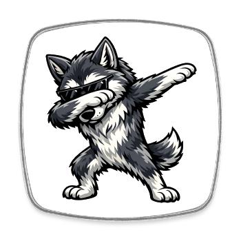 Dabbing Wolfhound Czechoslovakian Wolfhound - Square fridge magnet - white - Front