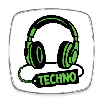DJ Kopfhörer Techno Rave Festival Produzent - Viereckiger Kühlschrankmagnet - Weiß - Vorne