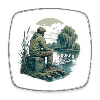 Accros au silence – Vie de pêcheur - Magnet carré - blanc - Devant
