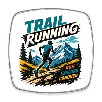 Trail Running. Run. Explore. Conquer - Square fridge magnet - white - Front