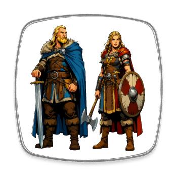 Nordic warrior duo - Square fridge magnet - white - Front