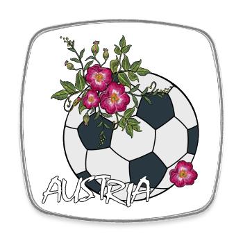 Fußball mit Rosen Österreich - Viereckiger Kühlschrankmagnet - Weiß - Vorne