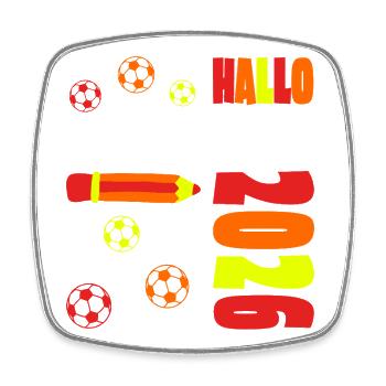 Hallo Grundschule 2026 Fußball neon - Viereckiger Kühlschrankmagnet - Weiß - Vorne