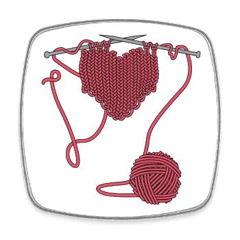 J’adore crocheter ou tricoter - Magnet carré - blanc - Devant