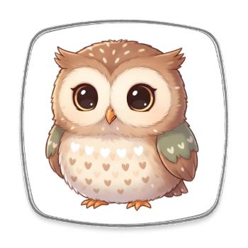 Owl - Square fridge magnet - white - Front