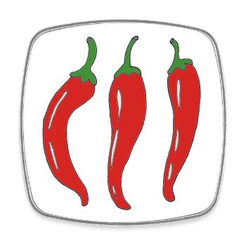 Three Red Chili Peppers Illustration - Square fridge magnet - white - Front
