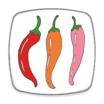 Chili-Trio Illustration - Viereckiger Kühlschrankmagnet - Weiß - Vorne