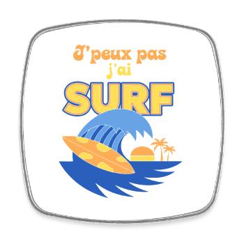 Surf ensoleillé: plage et palmier - Magnet carré - blanc - Devant