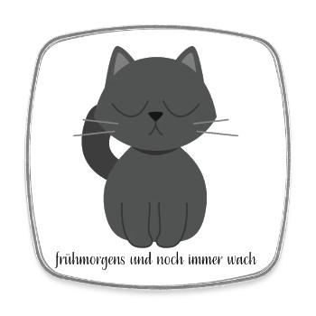 Frühmorgens noch wach Katze Schlafstörungen - Viereckiger Kühlschrankmagnet - Weiß - Vorne