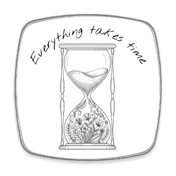 Everything Takes Time Sanduhr - Viereckiger Kühlschrankmagnet - Weiß - Vorne