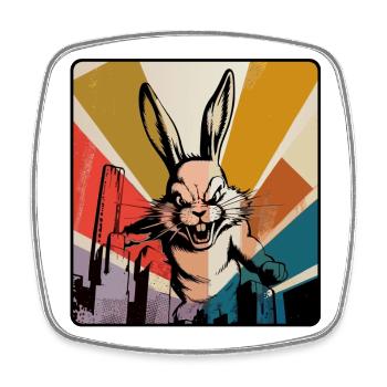 Angry Bunny in Retro Pop Art - Square fridge magnet - white - Front