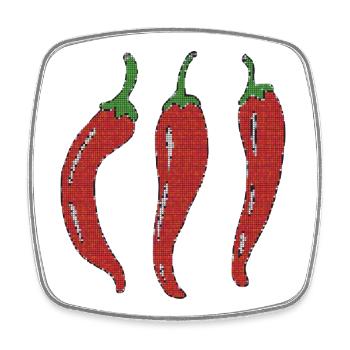 Mosaic Chili Trio - Square fridge magnet - white - Front