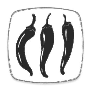Drei Chili Linienkunst - Viereckiger Kühlschrankmagnet - Weiß - Vorne
