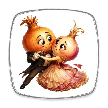 Dancing onions - Square fridge magnet - white - Front