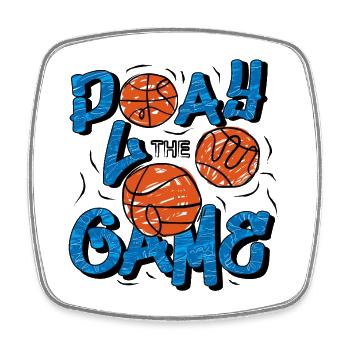 Basketball T-Shirt Play The Game Retro - Square fridge magnet - white - Front