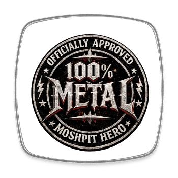 Patch 100 % Metal Hero - Magnet carré - blanc - Devant