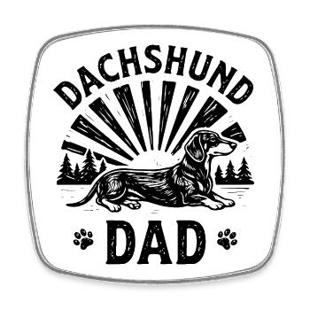 Dachshund Dad Saying Dachshund Retro Artwork - Square fridge magnet - white - Front